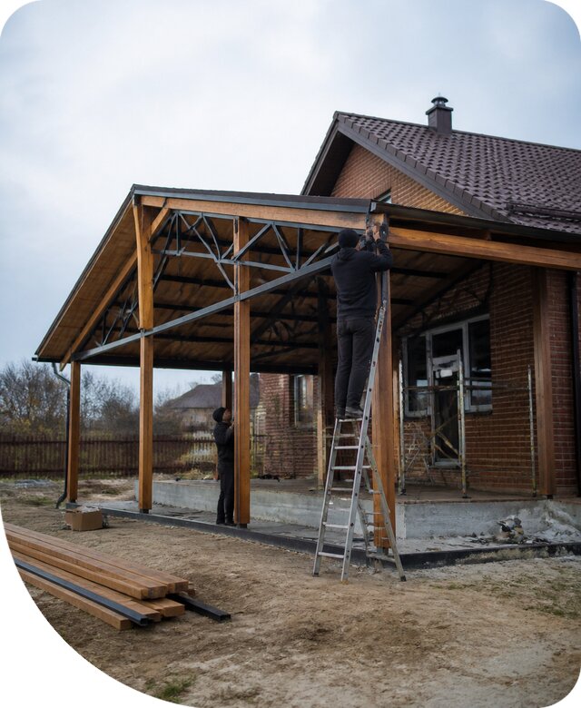 Пристройка навеса к дому и участку в Прокопьевске под ключ